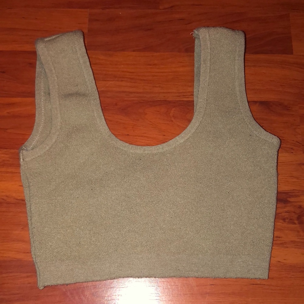 fashion nova army green cropped tank